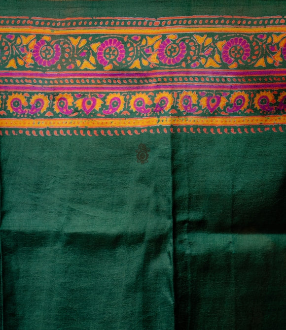 Handwoven Pure Mulberry Silk Saree Deep Green