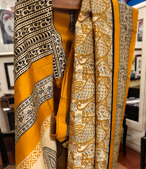 Handwoven Pure Mulberry Bengal Silk Saree Yellow