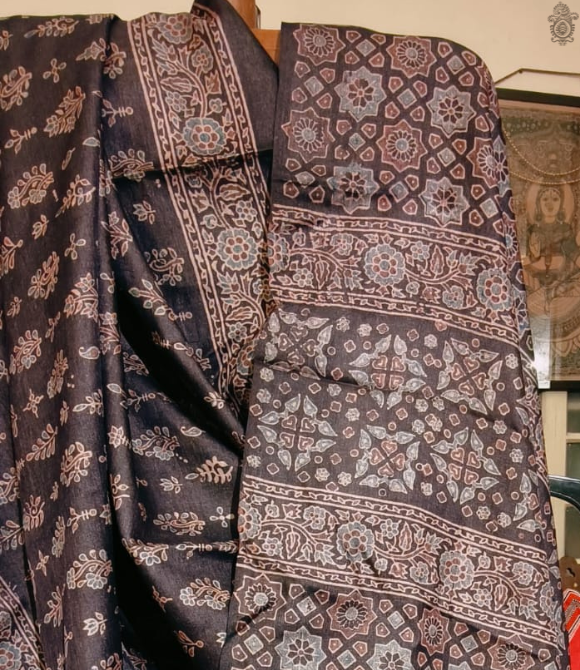 Tussar Ajrakh Saree
