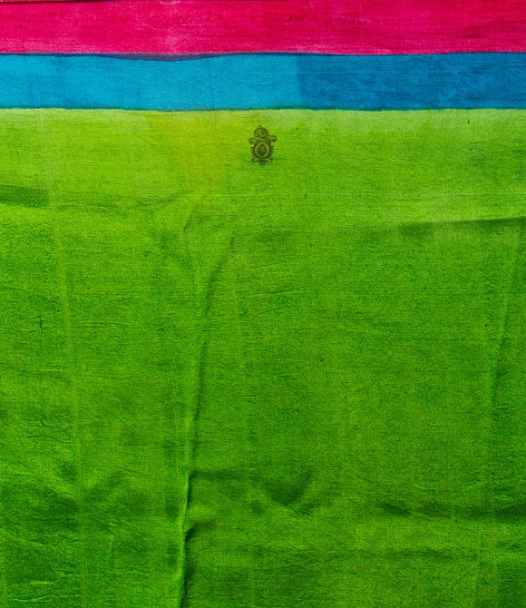 Handwoven Pure Mulberry Bengal Silk Saree Blue Multicolour