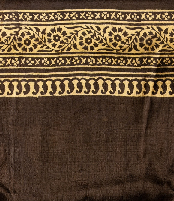Handwoven Pure Mulberry Bengal Silk Saree Cream Black