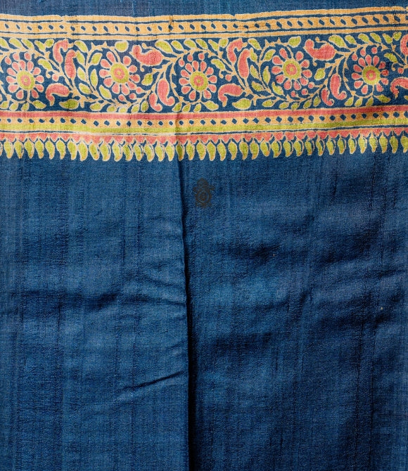 Pure Gachhi Bengal Tussar Saree Indigo