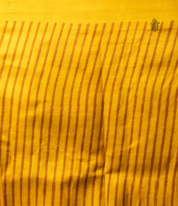 Handwoven Pure Mulberry Bengal Silk Half & Half Yellow Multicolour