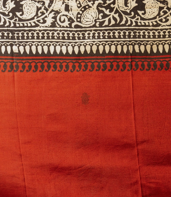 Handwoven Pure Mulberry Bengal Silk Saree Red & Black