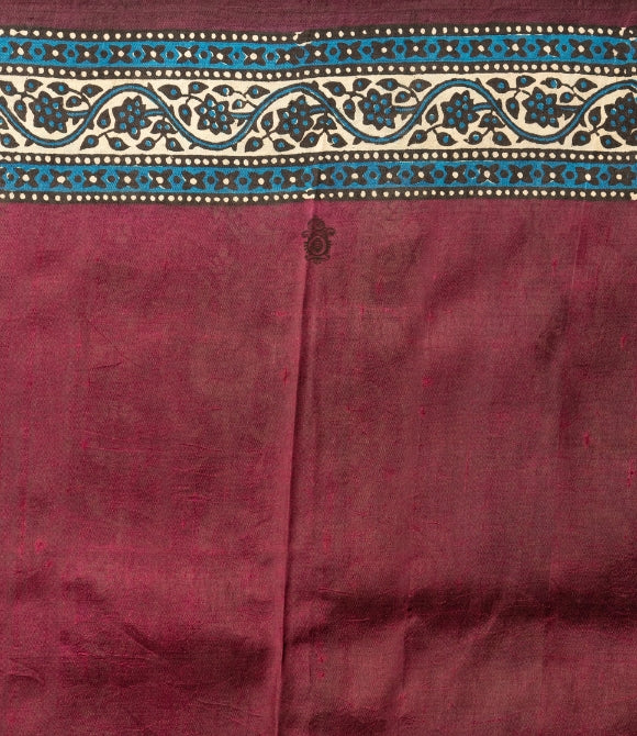 Handwoven Pure Mulberry Bengal Silk Saree Turquoise & Brown