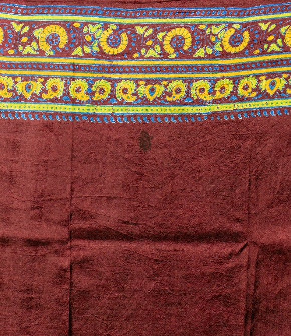 Handwoven Pure Mulberry Bengal Silk Saree Deep Brown