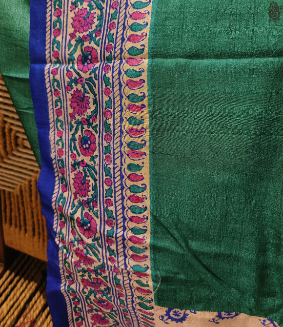 Pure Gachhi Bengal Tussar Saree White - Multicolour