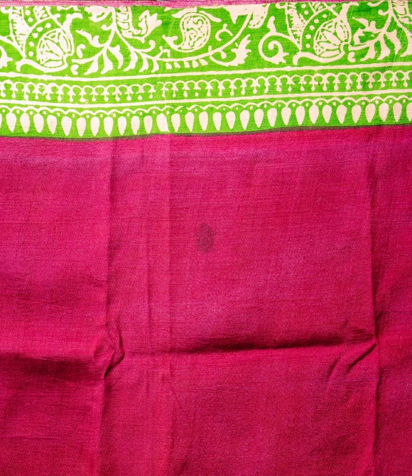 Handwoven Pure Mulberry Bengal Silk Saree Purple & Green