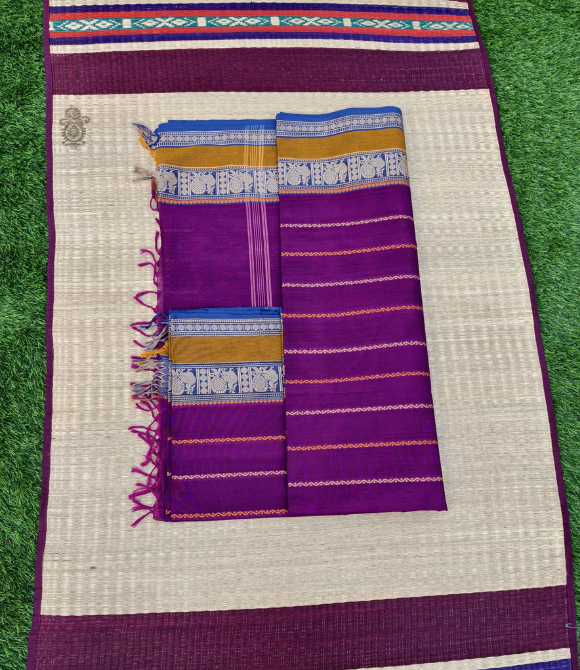 Pure Cotton Chettinad Saree Purple