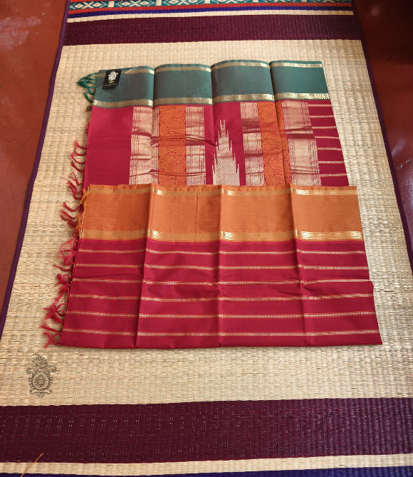 Handwoven Pure Cotton Kanchipuram Saree Deep Red