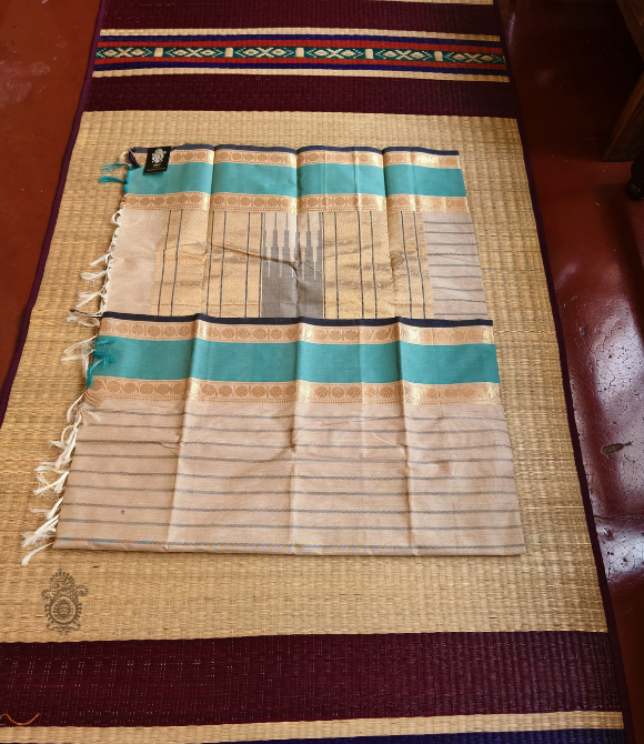 Handwoven Pure Cotton Kanchipuram Saree White