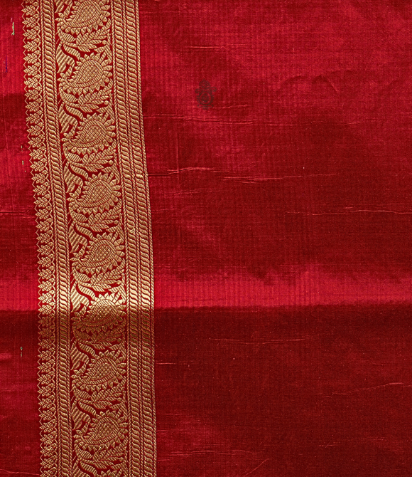 Handwoven Pure Benarasi Cutwork Saree Deep Red
