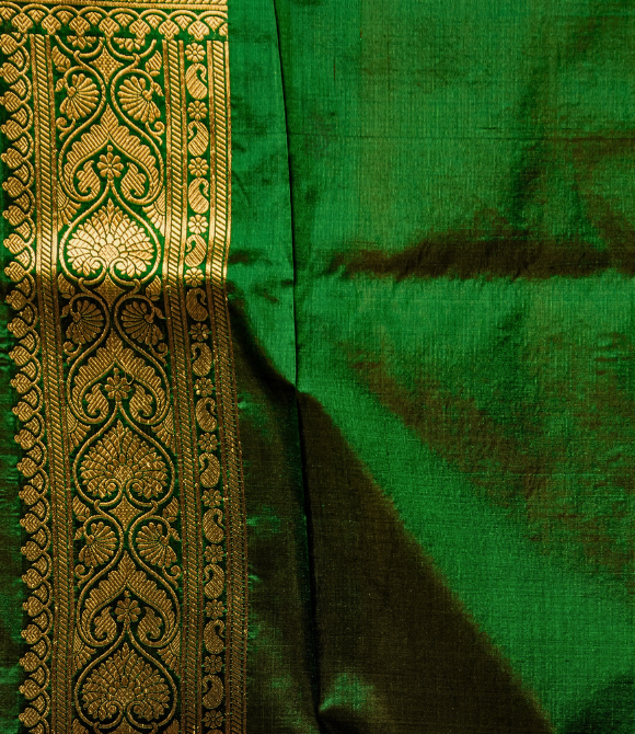 Handwoven Pure Benarasi Katan Silk Saree Deep Green