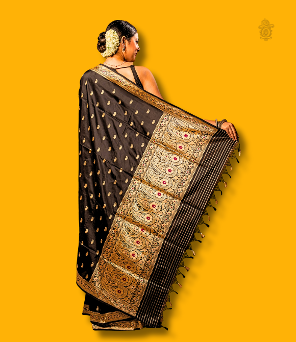 Handwoven Pure Katan Silk Kadhua Benarasi Saree Black