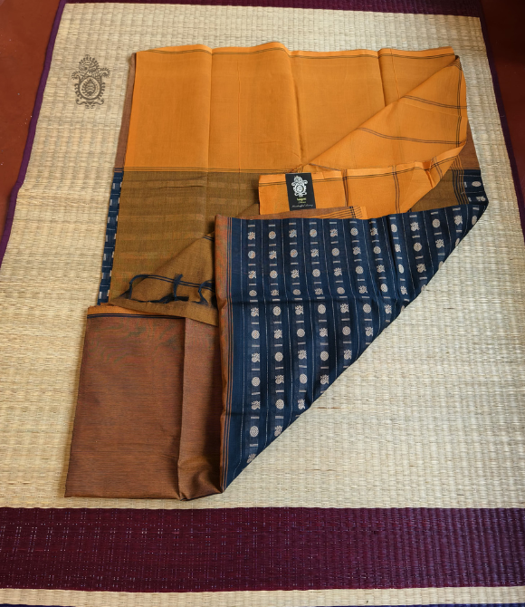 Handwoven Pure Cotton Kanchipuram Saree Navy