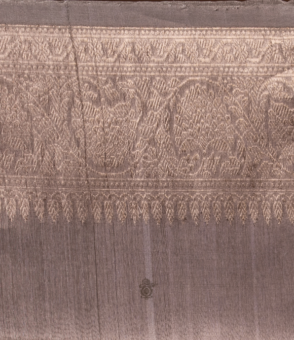 Handwoven Pure Katan Silk Tissue Brocade Benarasi Saree Silver