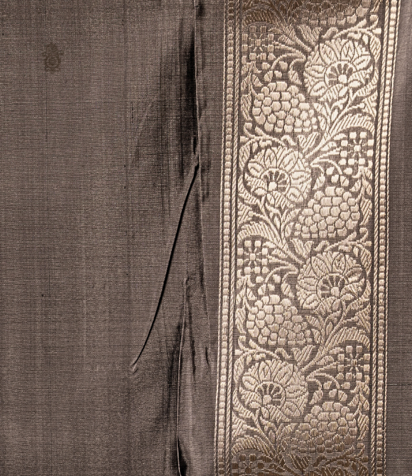 Handwoven Pure Kariyal Benarasi Saree Black and Grey