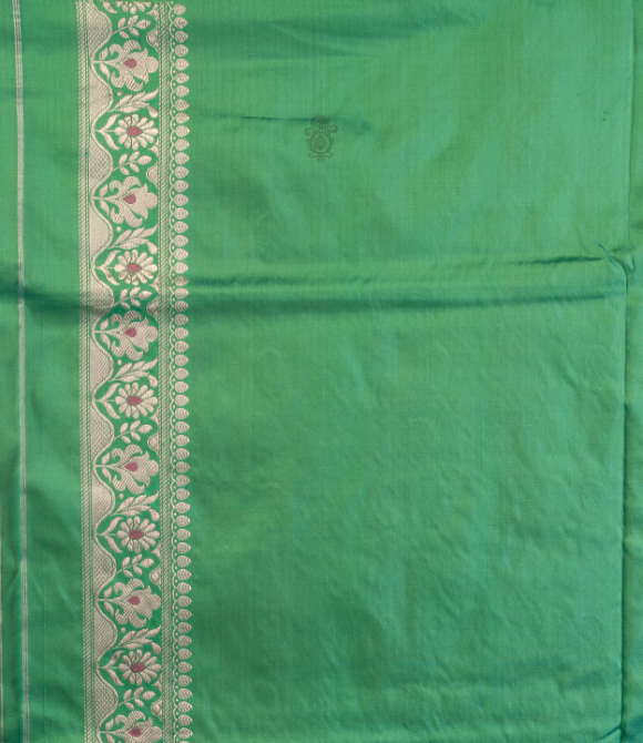 Handwoven Pure Katan Silk Kadhua Benarasi Saree Aqua Green