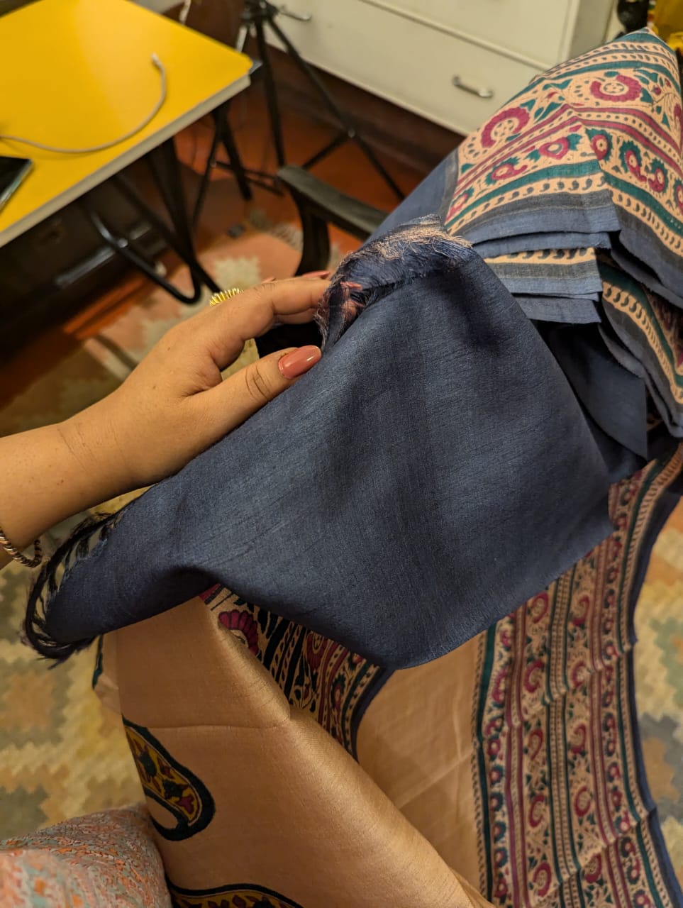 Pure Gachhi Bengal Tussar Saree Pink & Beige