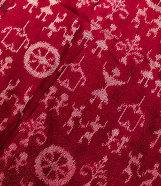 Handwoven Orissa Ikat Blouse Piece Maroon