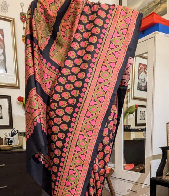 Handwoven Pure Mulberry Bengal Silk Saree Black