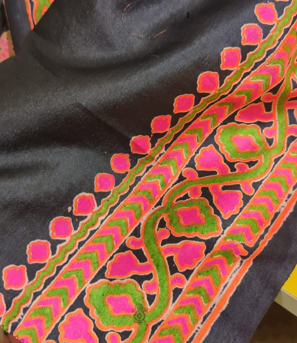 Handwoven Pure Mulberry Bengal Silk Saree Black