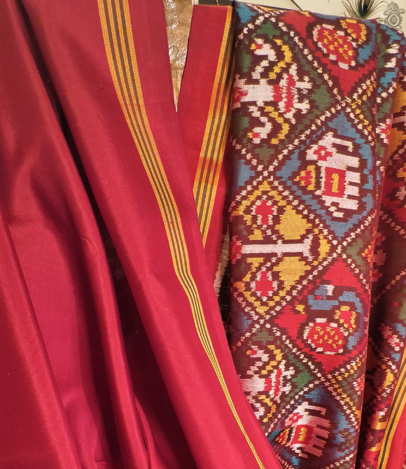 Premium Single Ikat Patola Saree Deep Red