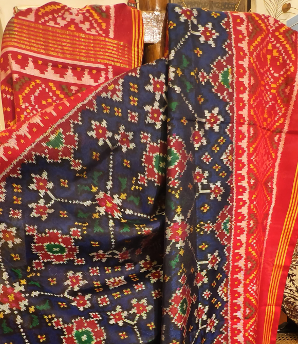 Premium Single Ikat Patola Saree Midnight Blue
