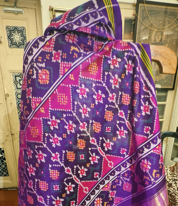 Premium Single Ikat Patola Saree Deep Purple