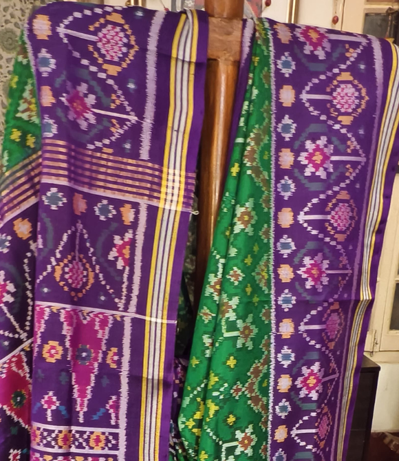 Premium Single Ikat Patola Saree Emerald Green