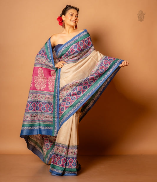 Pure Gachhi Bengal Tussar Saree Multicolour