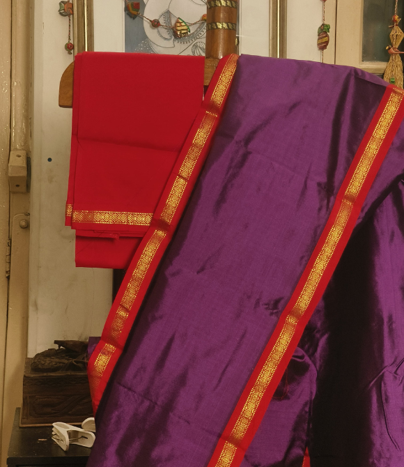 Handwoven Soft Silk Kanjivaram Saree Purple and Red