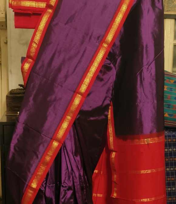 Handwoven Soft Silk Kanjivaram Saree Purple and Red