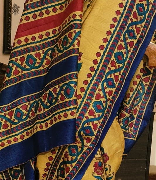 Pure Gachhi Bengal Tussar Saree Yellow