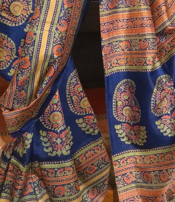 Handwoven Pure Mulberry Bengal Silk Saree Blue-Black