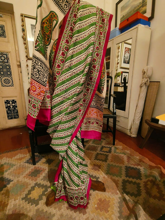 Handwoven Pure Mulberry Bengal Silk Saree Green