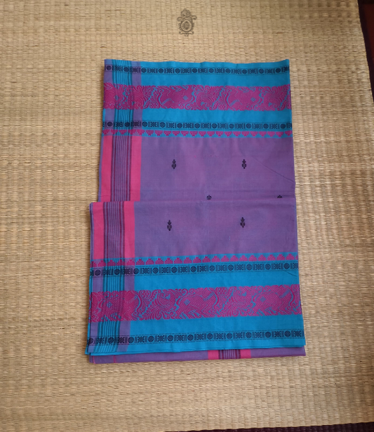 Pure Cotton Chettinad Saree Deep Mauve