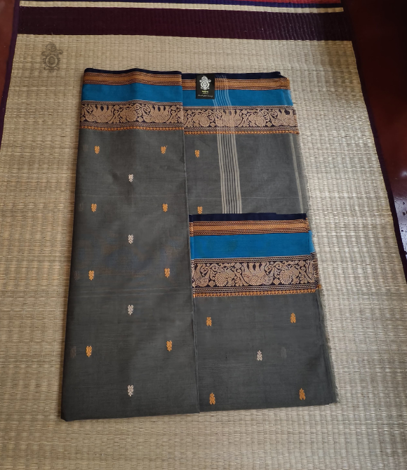 Pure Cotton Chettinad Saree Cement Grey