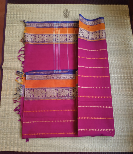 Pure Cotton Chettinad Saree Rani Pink