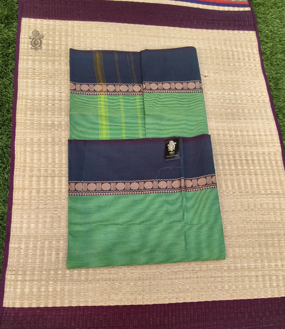 Pure Cotton Chettinad Saree Sea Green