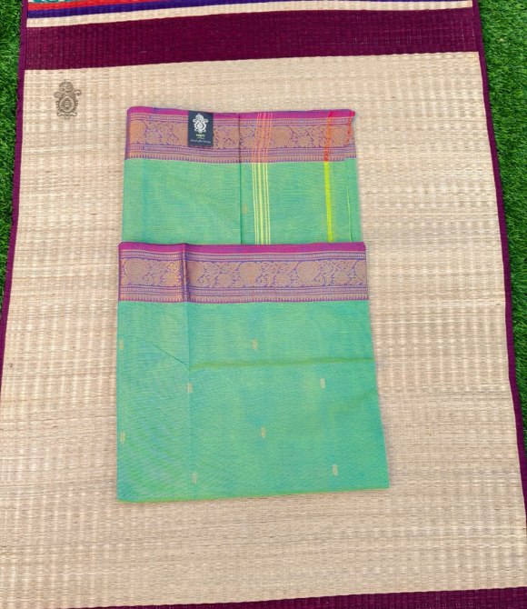 Pure Cotton Chettinad Saree Light Green