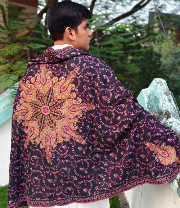 Pure Pashmina Jamewar Jaal Shawl Star of Kashmir