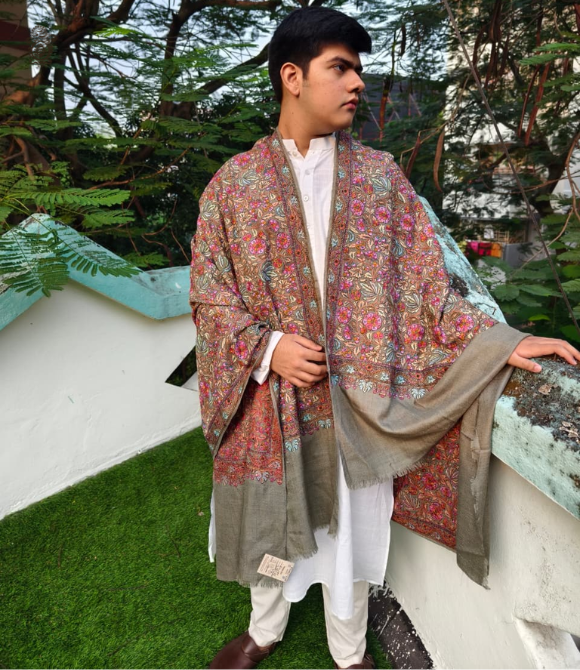 Pure Pashmina Kashmiri Shawl Toosh Jamewar Multi