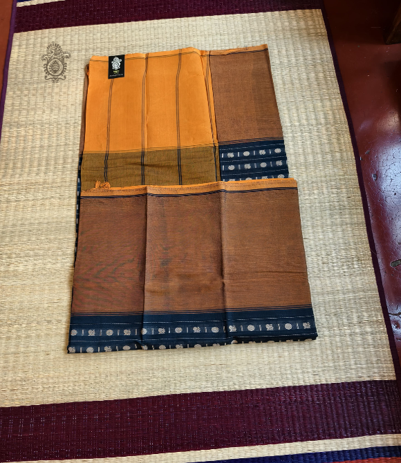 Handwoven Pure Cotton Kanchipuram Saree Navy