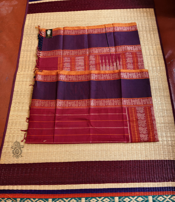 Handwoven Pure Cotton Kanchipuram Saree Deep Red
