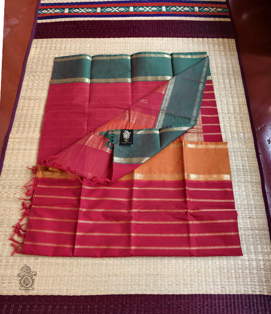 Handwoven Pure Cotton Kanchipuram Saree Deep Red