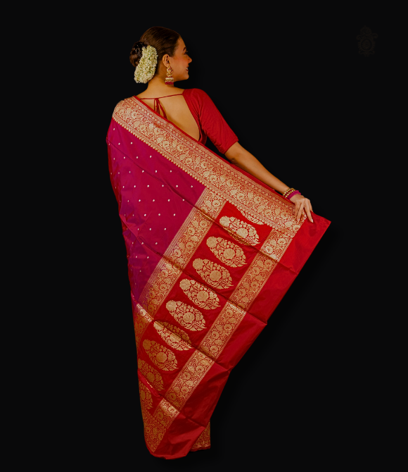 Handwoven Pure Kariyal Benarasi Saree Magenta
