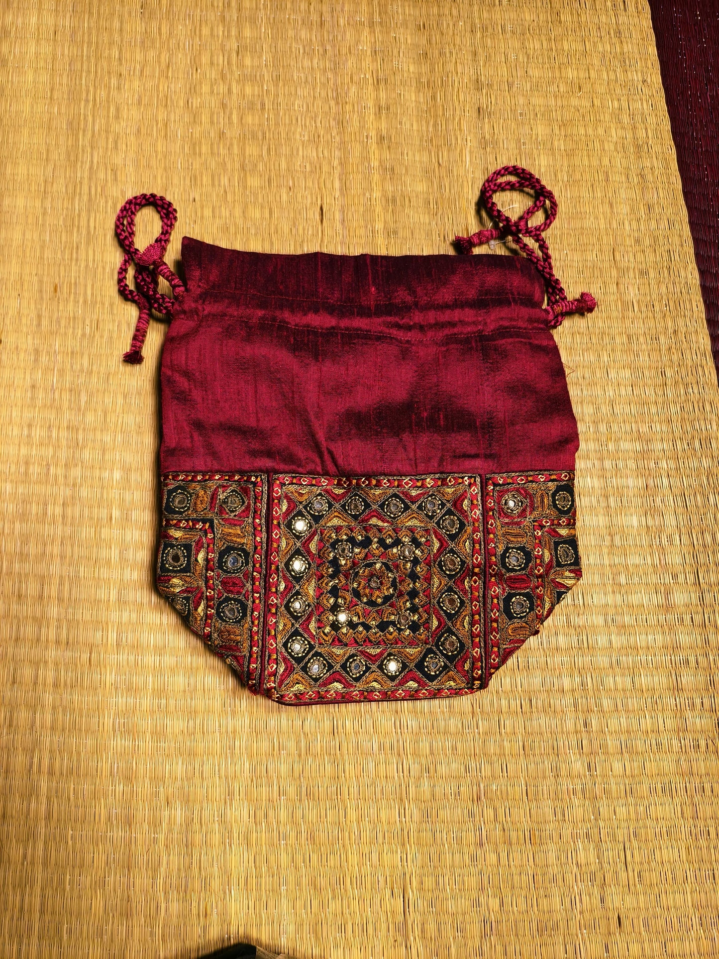 Maroon Kutch Embroidered Potli Bag