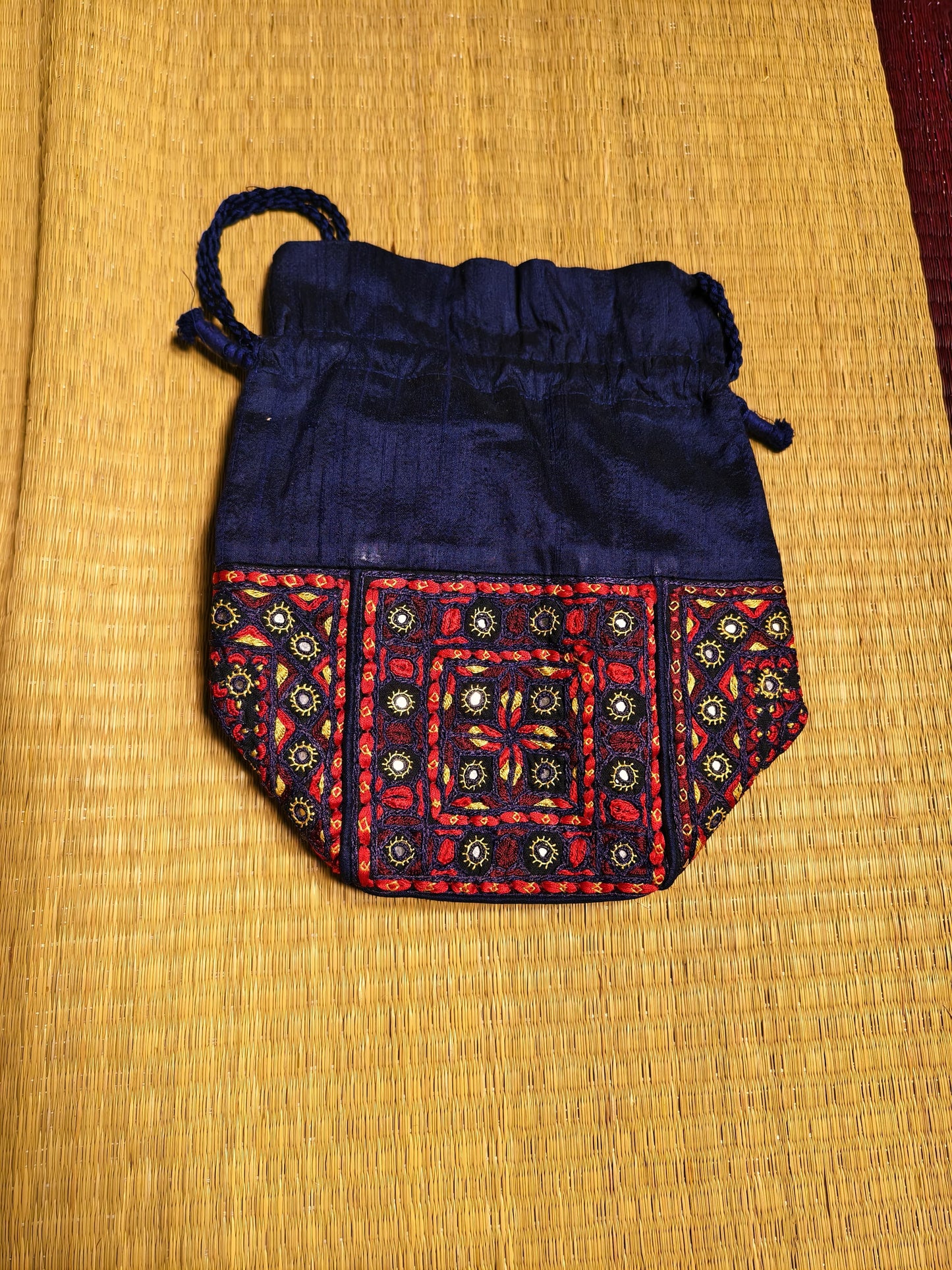 Blue Kutch Embroidered Potli Bag