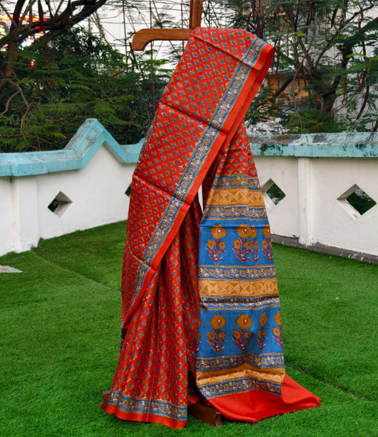 Pure Gachi Tussar Saree Orange